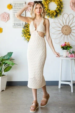 Crochet CutoutO-Ring Dress
