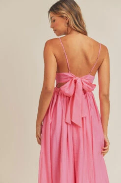 Candy PinkMaxi Dress With Back Bow -Hippie Vibe Tribe Shop thumbnail MD2841BCANDYPINK 1