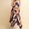 Bohemian Tie-Dye Scarf Maxi Dress